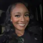 Smiling woman with makeup